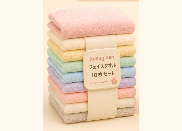 Kosugizen フェイスタオル10枚セットのクレイ風イメージ